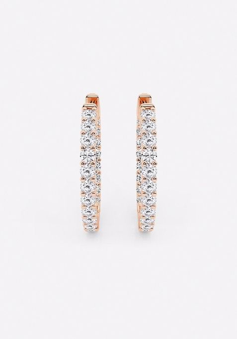 2 ctw Round Lab Grown Diamond Inside Out Hoop Earrings