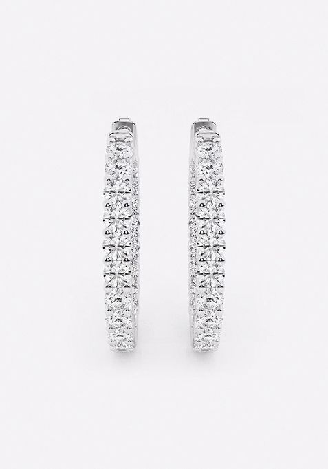 3 ctw Round Lab Grown Diamond Inside Out Hoop Earrings