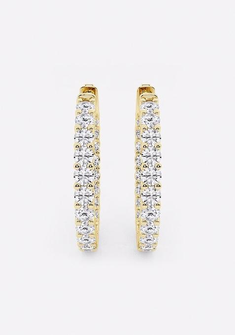 3 ctw Round Lab Grown Diamond Inside Out Hoop Earrings