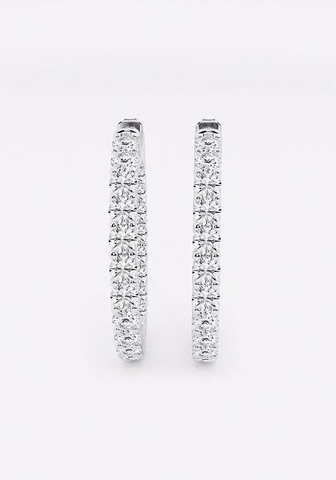 4 ctw Round Lab Grown Diamond Inside Out Hoop Earrings