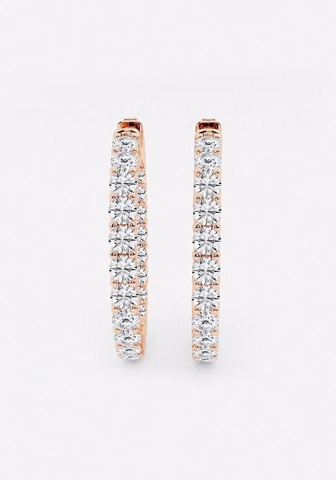 4 ctw Round Lab Grown Diamond Inside Out Hoop Earrings