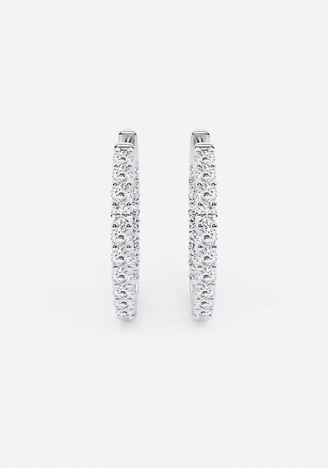 2 ctw Round Lab Grown Diamond Inside Out Hoop Earrings