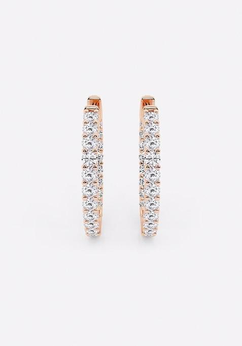 2 ctw Round Lab Grown Diamond Inside Out Hoop Earrings