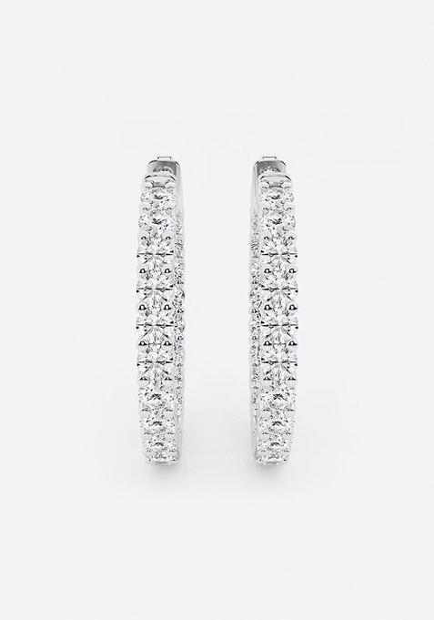 3 ctw Round Lab Grown Diamond Inside Out Hoop Earrings