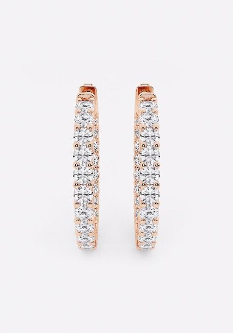 3 ctw Round Lab Grown Diamond Inside Out Hoop Earrings