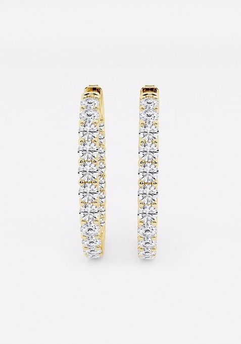 4 ctw Round Lab Grown Diamond Inside Out Hoop Earrings