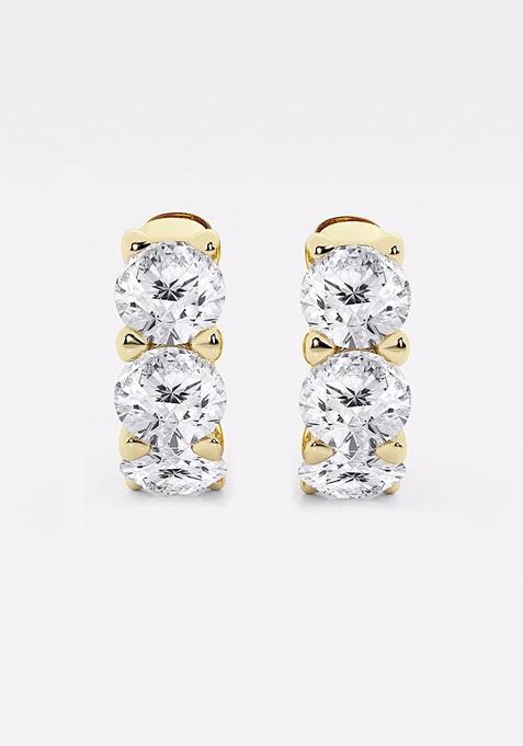 3 ctw Round Lab Grown Diamond Huggie Hoop Earrings