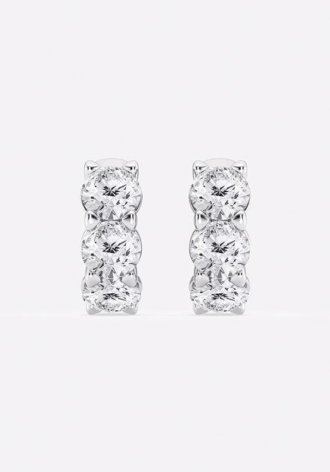 5 ctw Round Lab Grown Diamond Huggie Hoop Earrings