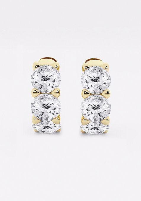 3 ctw Round Lab Grown Diamond Huggie Hoop Earrings