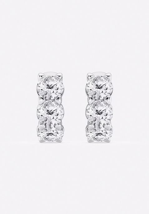 5 ctw Round Lab Grown Diamond Huggie Hoop Earrings