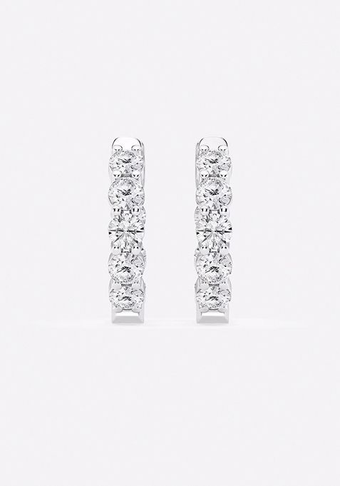 2 ctw Round Lab Grown Diamond Inside Out Hoop Earrings