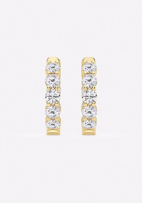 2 ctw Round Lab Grown Diamond Inside Out Hoop Earrings