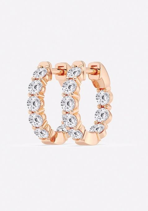 2 ctw Round Lab Grown Diamond Inside Out Hoop Earrings