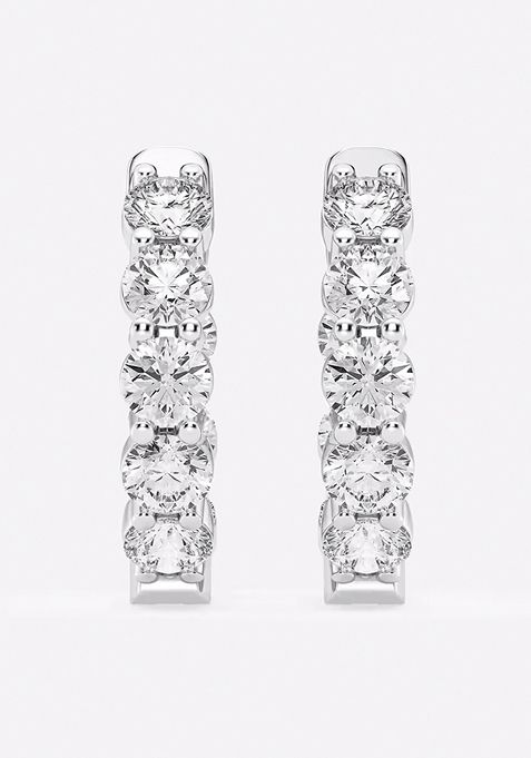 4 ctw Round Lab Grown Diamond Inside Out Hoop Earrings