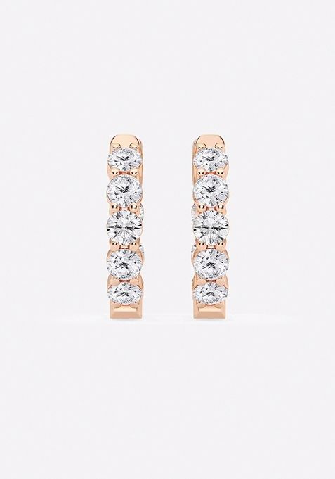 2 ctw Round Lab Grown Diamond Inside Out Hoop Earrings