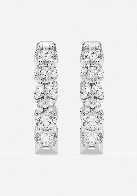 3 ctw Round Lab Grown Diamond Inside Out Hoop Earrings