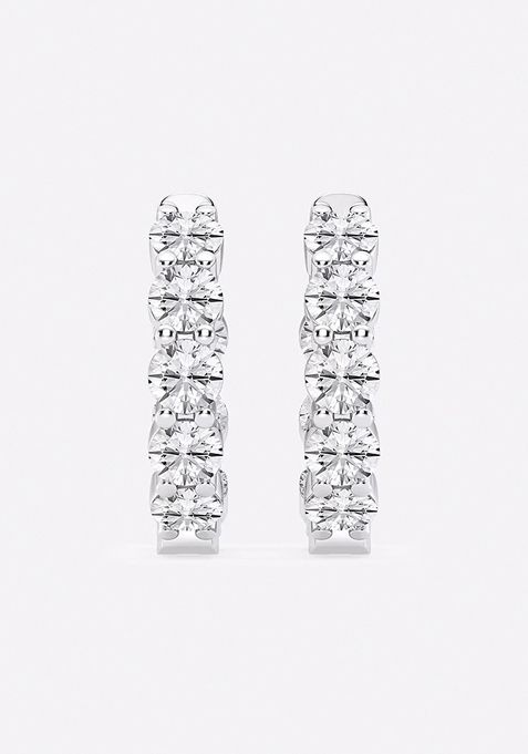 6 ctw Round Lab Grown Diamond Inside Out Hoop Earrings