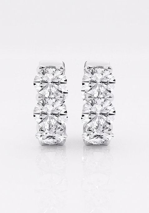 Near Colorless 5 ctw Round Lab Grown Diamond Huggie Hoop Earrings