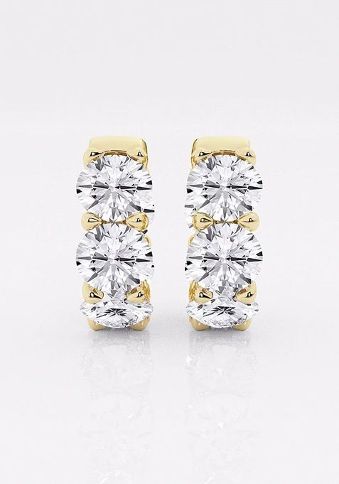 Near Colorless 5 ctw Round Lab Grown Diamond Huggie Hoop Earrings