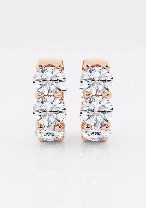 Near Colorless 5 ctw Round Lab Grown Diamond Huggie Hoop Earrings