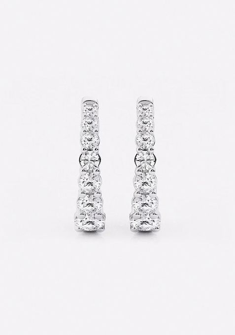 1 ctw Round Lab Grown Diamond Graduated Inside Out Huggie Hoop Earrings