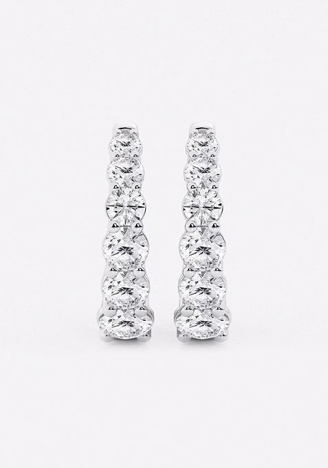 2 ctw Round Lab Grown Diamond Graduated Inside Out Huggie Hoop Earrings