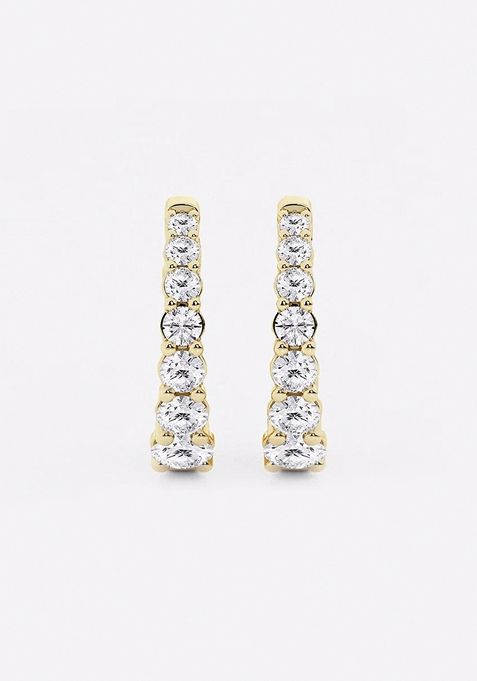 1 ctw Round Lab Grown Diamond Graduated Inside Out Huggie Hoop Earrings