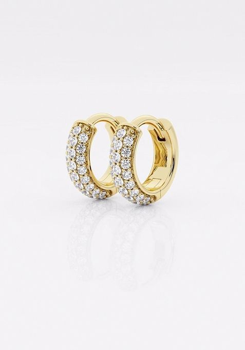 1/4 ctw Round Lab Grown Diamond Second Piercing Huggie Hoop Earrings