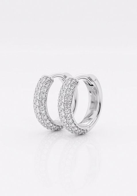 3/8 ctw Round Lab Grown Diamond Second Piercing Huggie Hoop Earrings