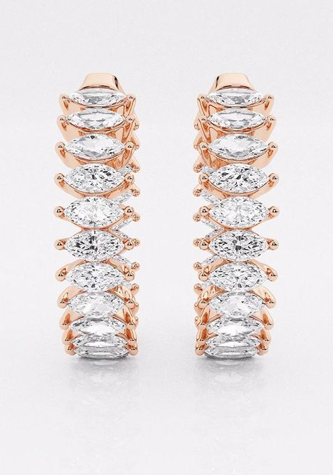 3 ctw Marquise Lab Grown Diamond Inside Out Hoop Earrings