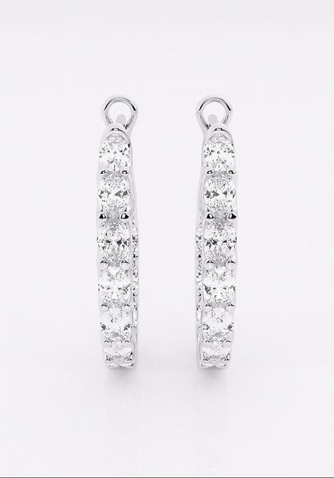 3 ctw Oval Lab Grown Diamond Inside Out Hoop Earrings