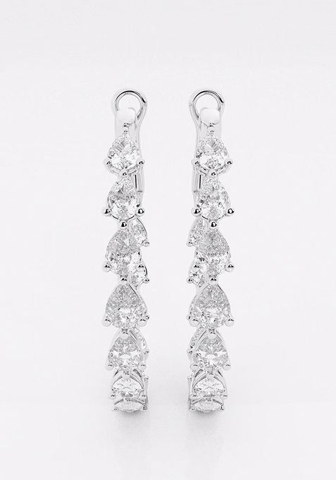 3 ctw Pear Lab Grown Diamond Inside Out Hoop Earrings