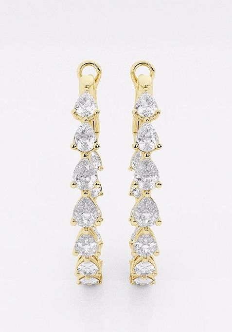 3 ctw Pear Lab Grown Diamond Inside Out Hoop Earrings