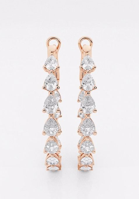 3 ctw Pear Lab Grown Diamond Inside Out Hoop Earrings