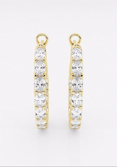 3 ctw Oval Lab Grown Diamond Inside Out Hoop Earrings