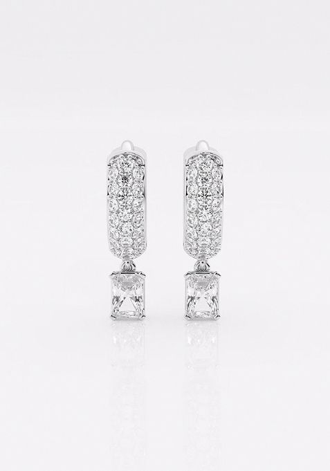 2/5 ctw Radiant Lab Grown Diamond Huggie Hoop Earrings