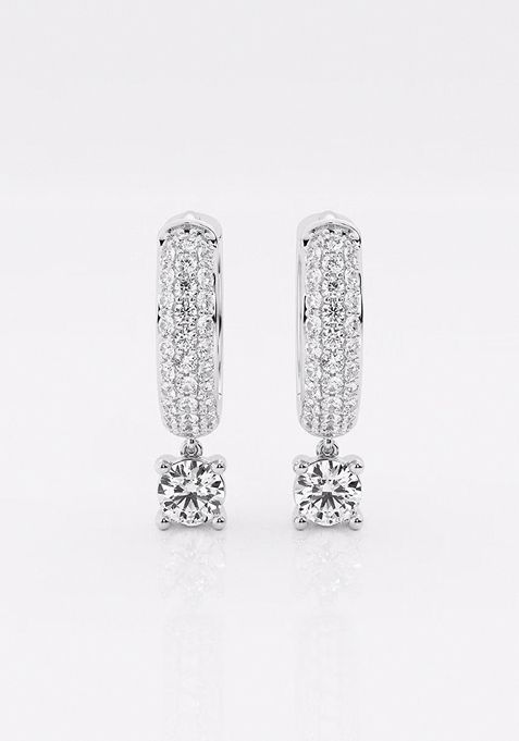 2/3 ctw Round Lab Grown Diamond Huggie Hoop Earrings