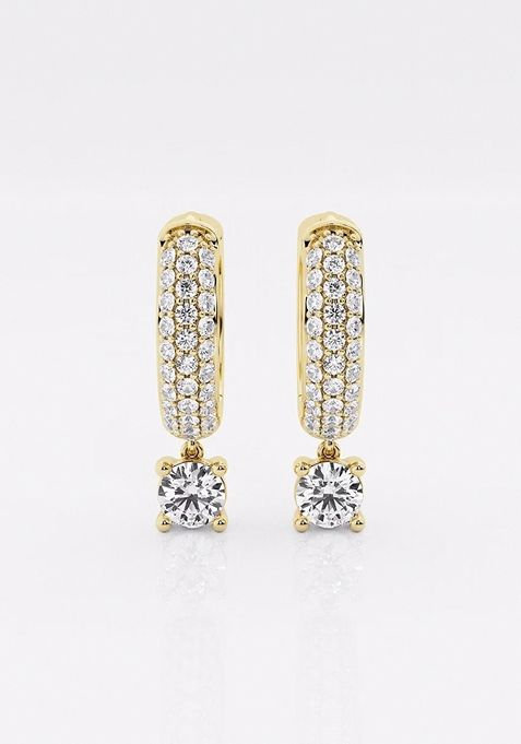 2/3 ctw Round Lab Grown Diamond Huggie Hoop Earrings