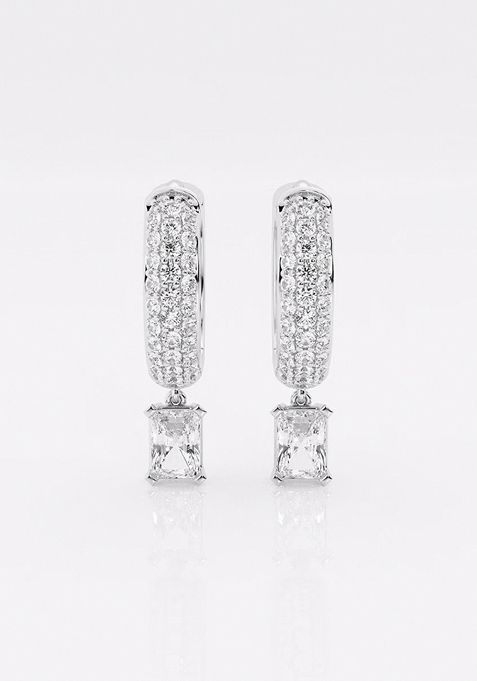 2/3 ctw Radiant Lab Grown Diamond Huggie Hoop Earrings