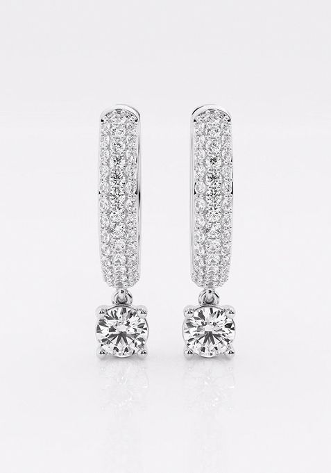 7/8 ctw Round Lab Grown Diamond Huggie Hoop Earrings