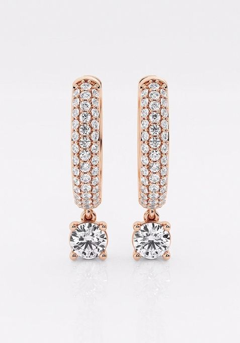 7/8 ctw Round Lab Grown Diamond Huggie Hoop Earrings