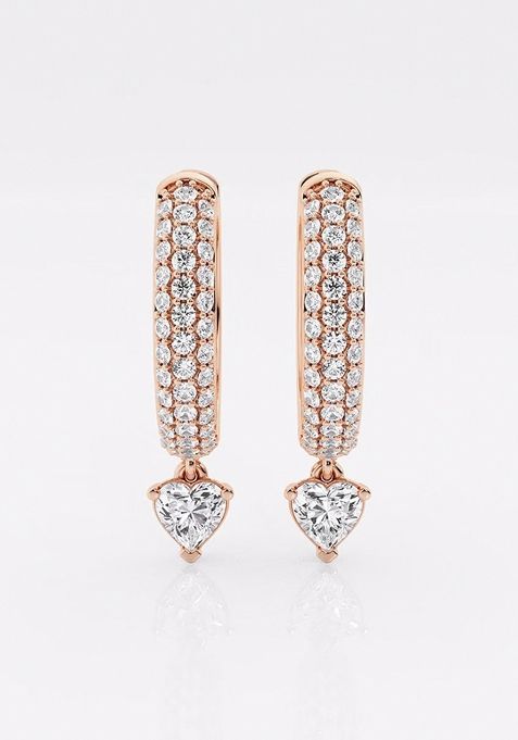 7/8 ctw Heart Lab Grown Diamond Huggie Hoop Earrings