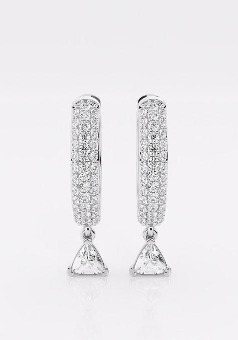 7/8 ctw Trillion Lab Grown Diamond Huggie Hoop Earrings