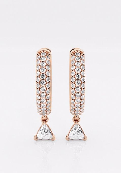 7/8 ctw Trillion Lab Grown Diamond Huggie Hoop Earrings