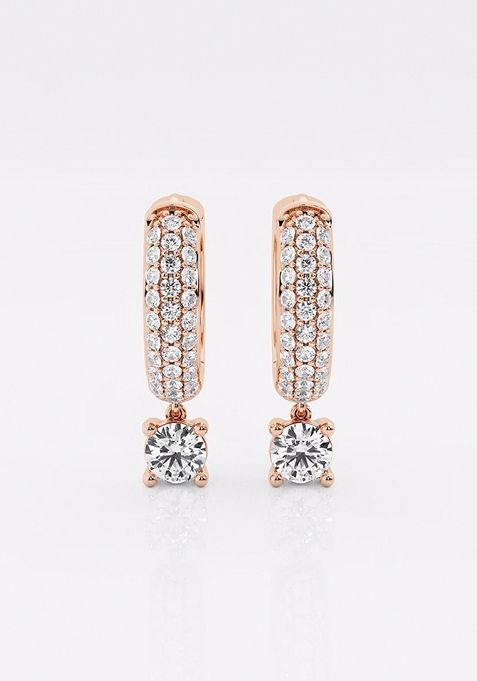 2/3 ctw Round Lab Grown Diamond Huggie Hoop Earrings