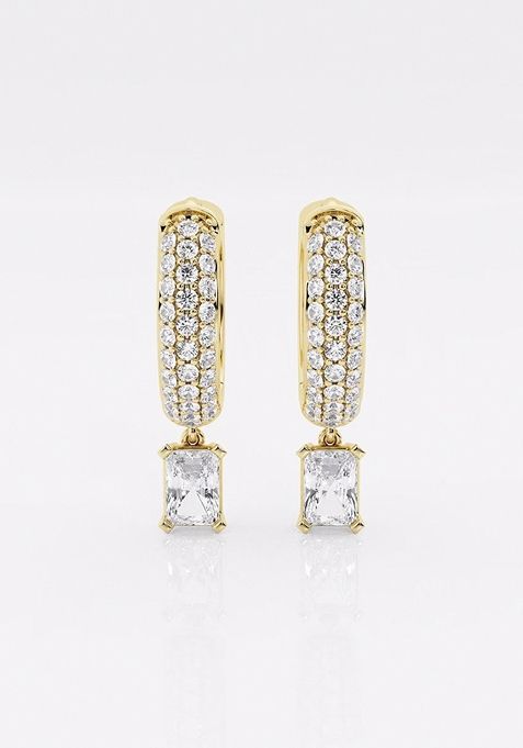 2/3 ctw Radiant Lab Grown Diamond Huggie Hoop Earrings