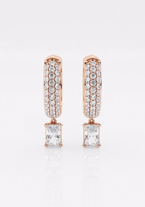 2/3 ctw Radiant Lab Grown Diamond Huggie Hoop Earrings