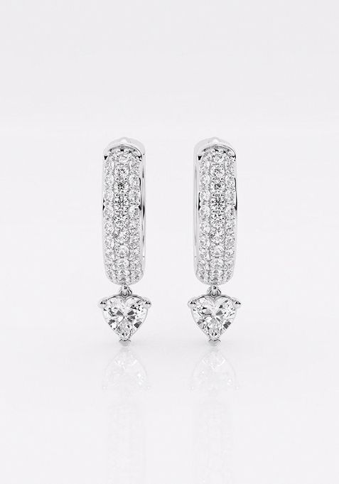 2/3 ctw Heart Lab Grown Diamond Huggie Hoop Earrings