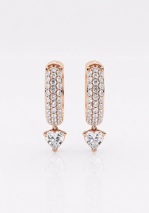 2/3 ctw Heart Lab Grown Diamond Huggie Hoop Earrings