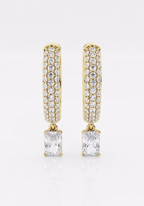 7/8 ctw Radiant Lab Grown Diamond Huggie Hoop Earrings